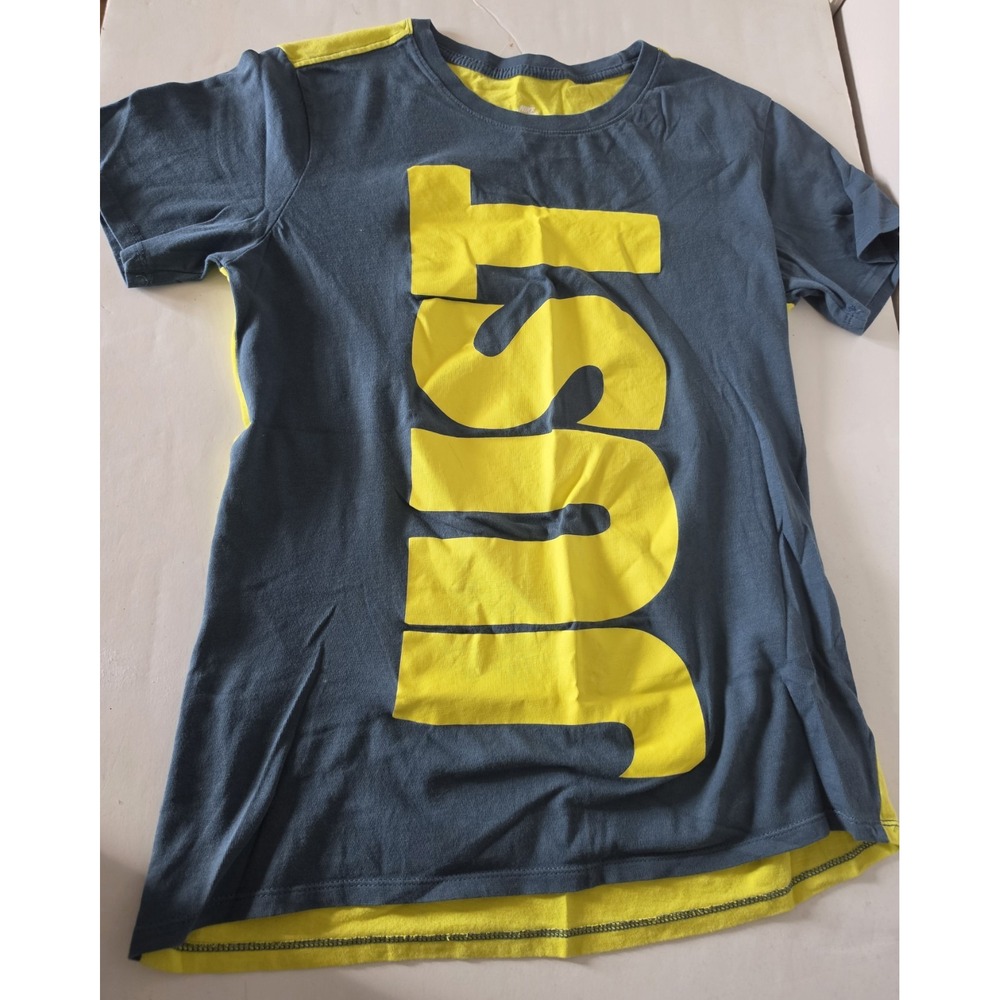 Nike The Nike Tee Mens Small Just Do It Graphic T-Shirt Navy Yellow Athletic Cut